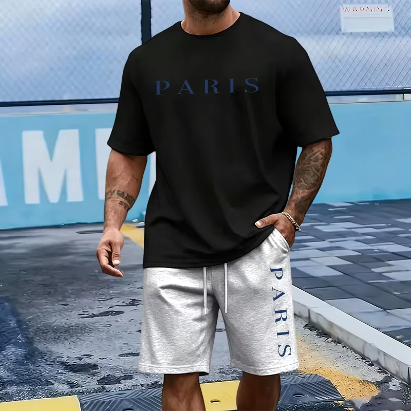 Nouvel ensemble homme 2026 : T-shirt en coton et short de sport – Tenue décontractée d'été à manches courtes pour la maison et l'extérieur