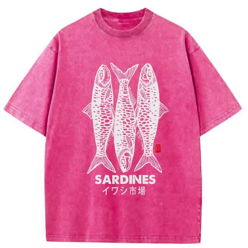 Dessin animé poisson salé imprimé unisexe T-Shirt ample surdimensionné lavage à manches courtes été 2025 Design de mode haut décontracté Harajuku Chic T