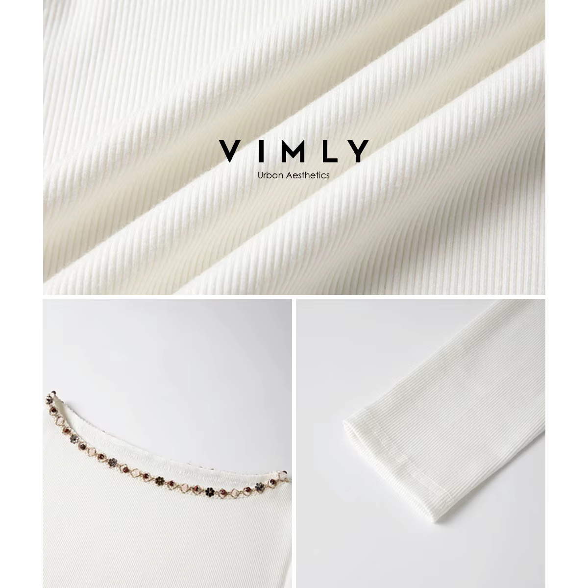 T-shirt blanc à manches longues pour femme VIMLY