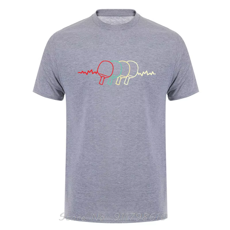 Battement de coeur coton T-shirt été unisexe hauts t-shirts Tennis de Table surdimensionné