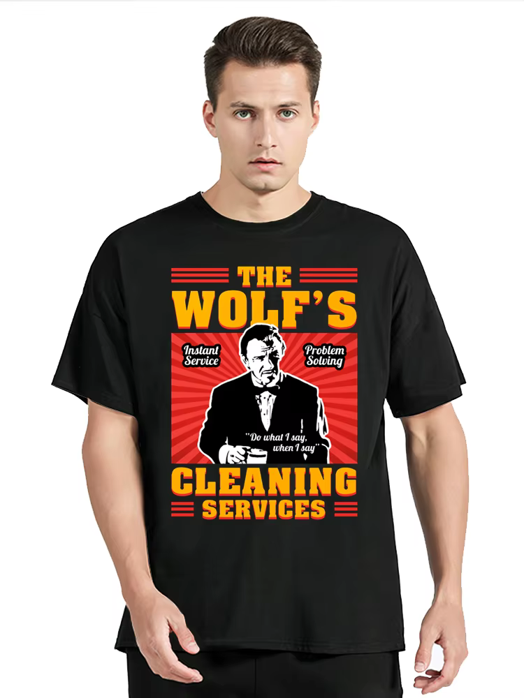Film Pulp Fiction le loup Vintage T-Shirt vêtements pour hommes surdimensionné