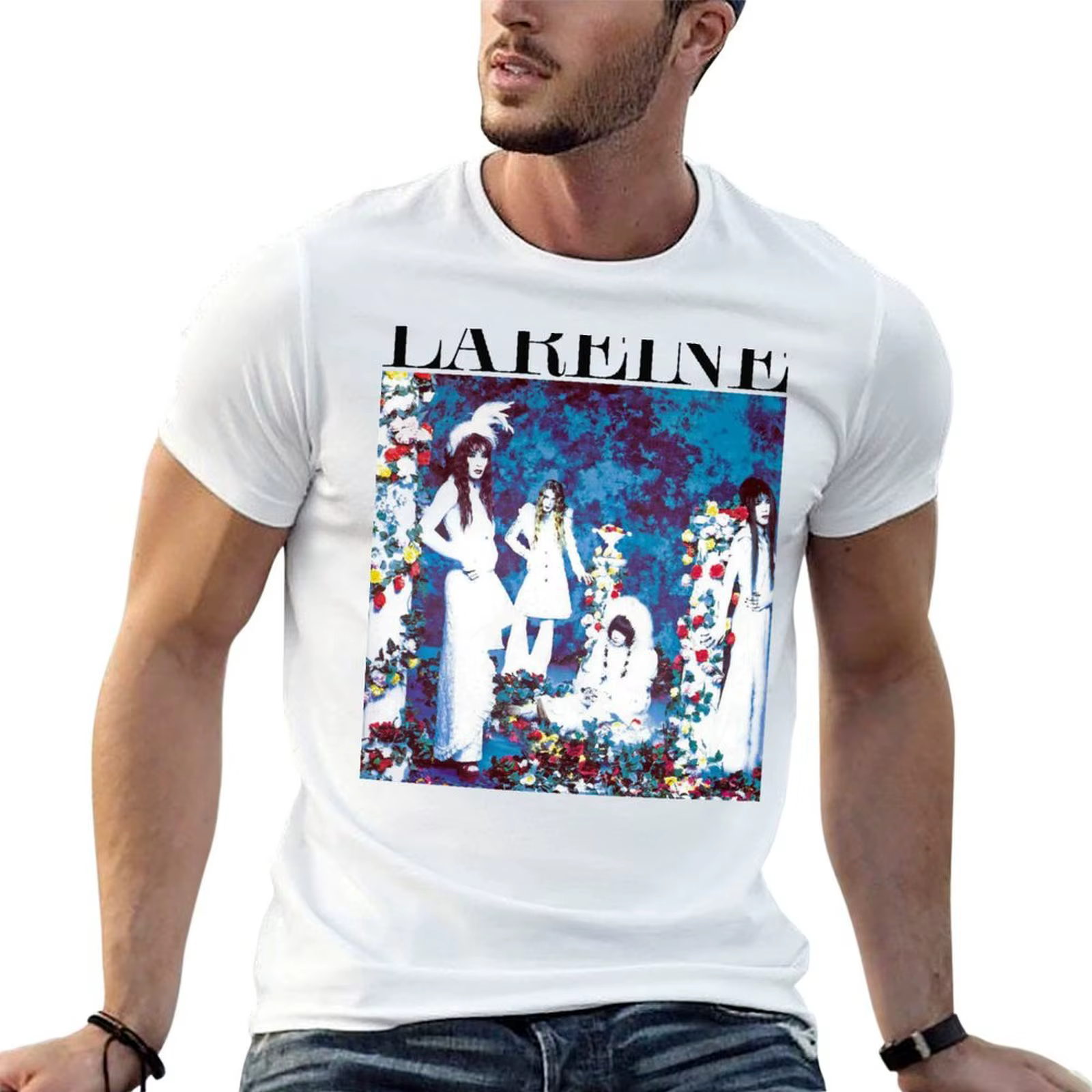 Lareine - T-shirt pour homme en coton, t-shirt graphique vintage pour homme
