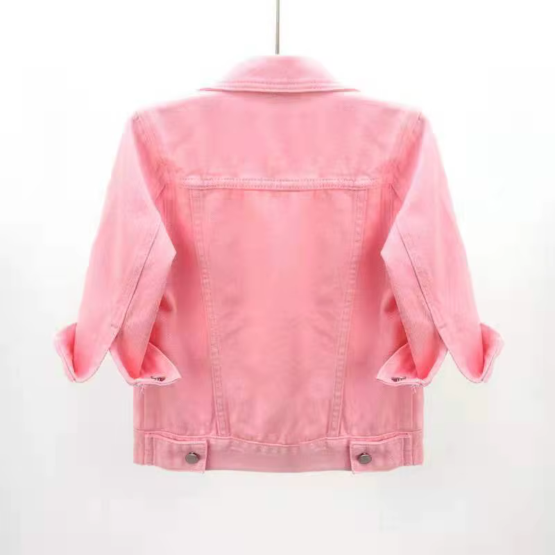 Femmes Denim veste printemps automne manteau court rose Jean vestes décontracté hauts violet jaune