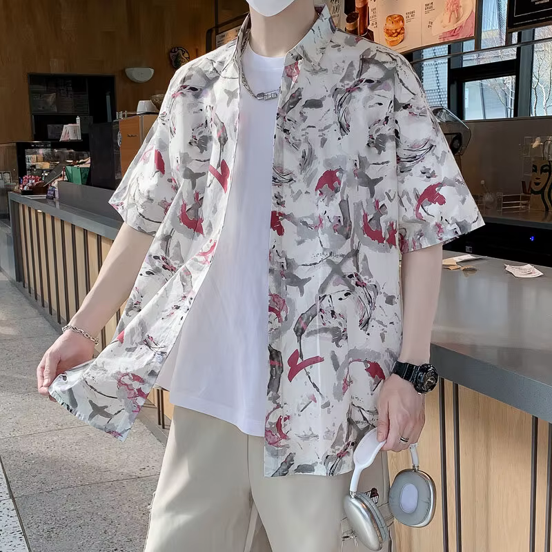 Shrit 2025 imprimé tropical respirant pour hommes - Chemise de plage légère et ample pour l'été