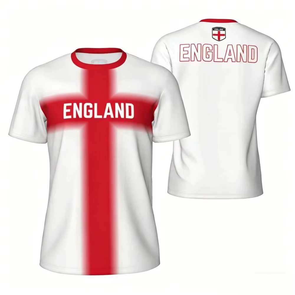 T-shirt imprimé en 3D avec drapeau anglais, t-shirt unisexe respirant à séchage rapide, hauts de sport décontractés pour la course à pied, le fitness, le streetwear quotidien en plein air