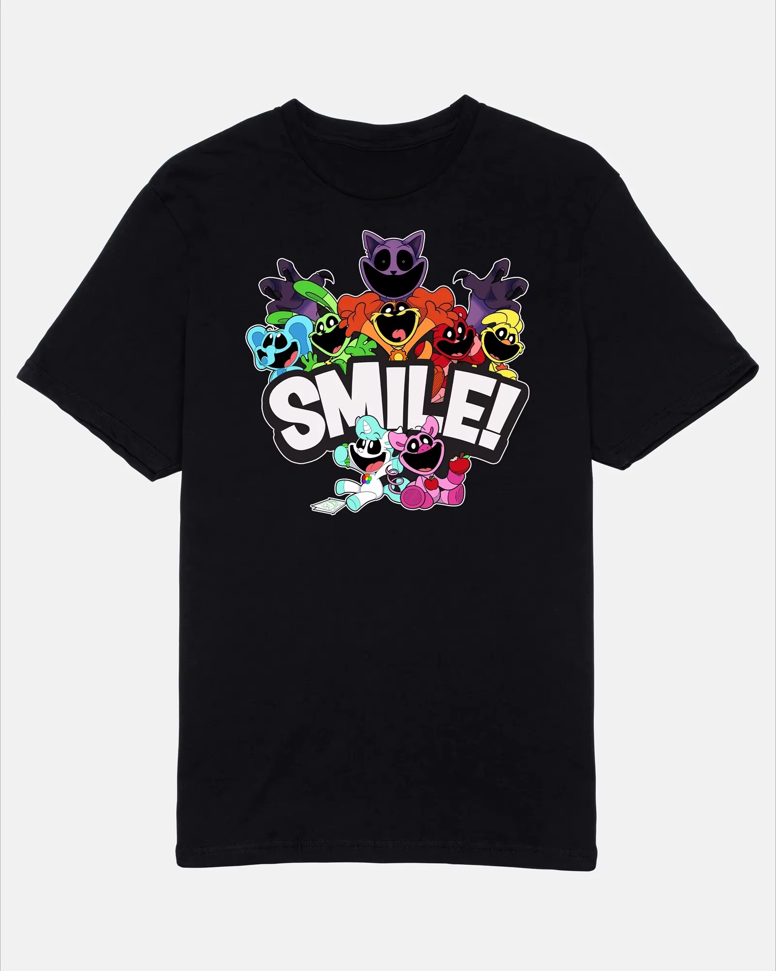 T-shirt CatNap Cartoon Moon Black Tee Poppy Game Time – Nouvelle collection été 2026 – Vêtements pour hommes et femmes