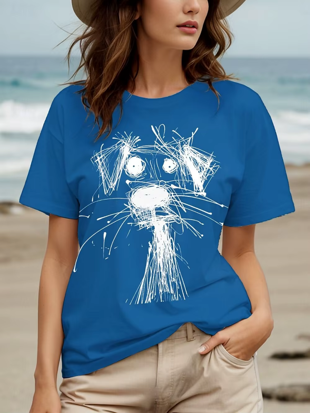 T-Shirt femme motif chiot garbé