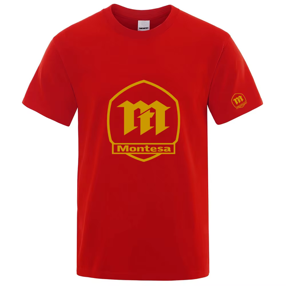 Montesa Espana motos marque 100% pur coton été haut de gamme hommes à manches courtes col rond à la mode respirant T-shirt
