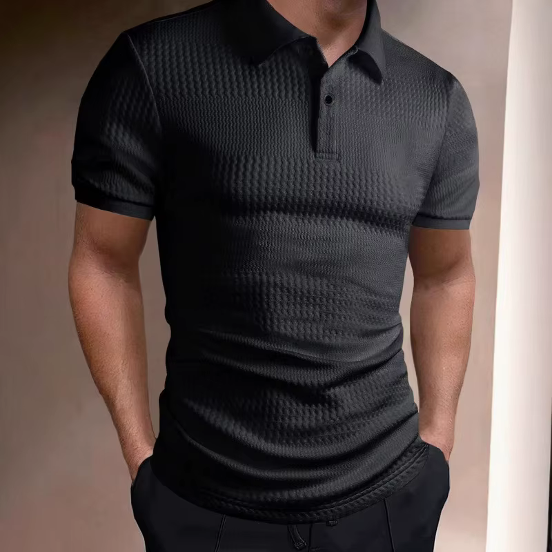 Polo en maille gaufrée unie pour homme