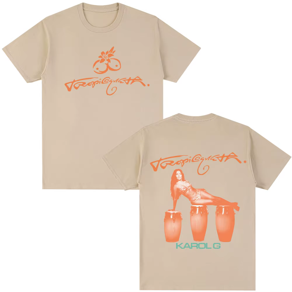 Karol G Tropicoqueta 2025 nouvel Album T-shirt hommes femmes vêtements Pop musique T-shirts décontracté coton à manches
