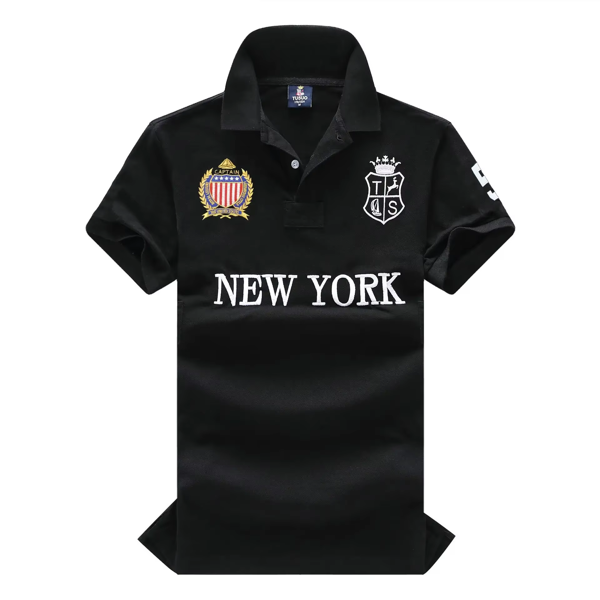 Blanc NEW YORK hommes Polo t-shirts 100% coton été affaires t-shirt décontracté solide respirant boutons col