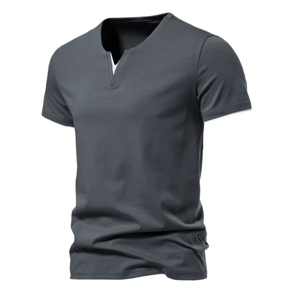 T-shirt Henley à manches courtes pour homme