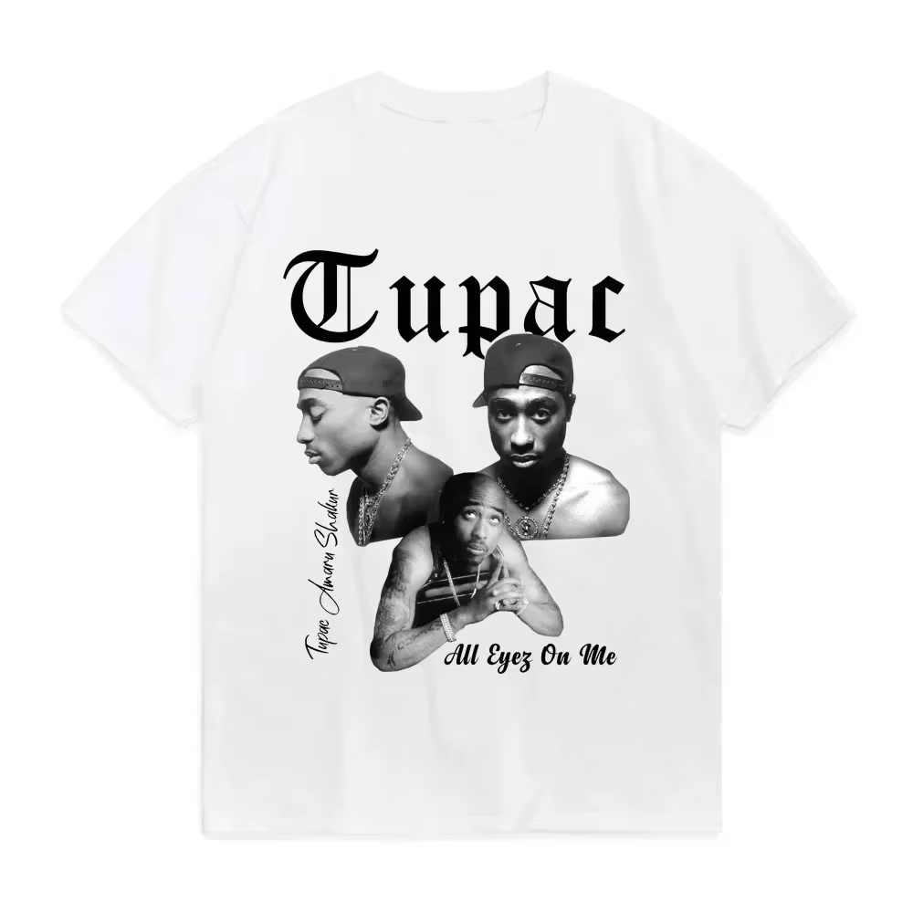 T-shirt enfant mode été 2026 Rapper Tupac Top Hip Hop Streetwear Oversize Manches Courtes T-shirts Homme et Femme