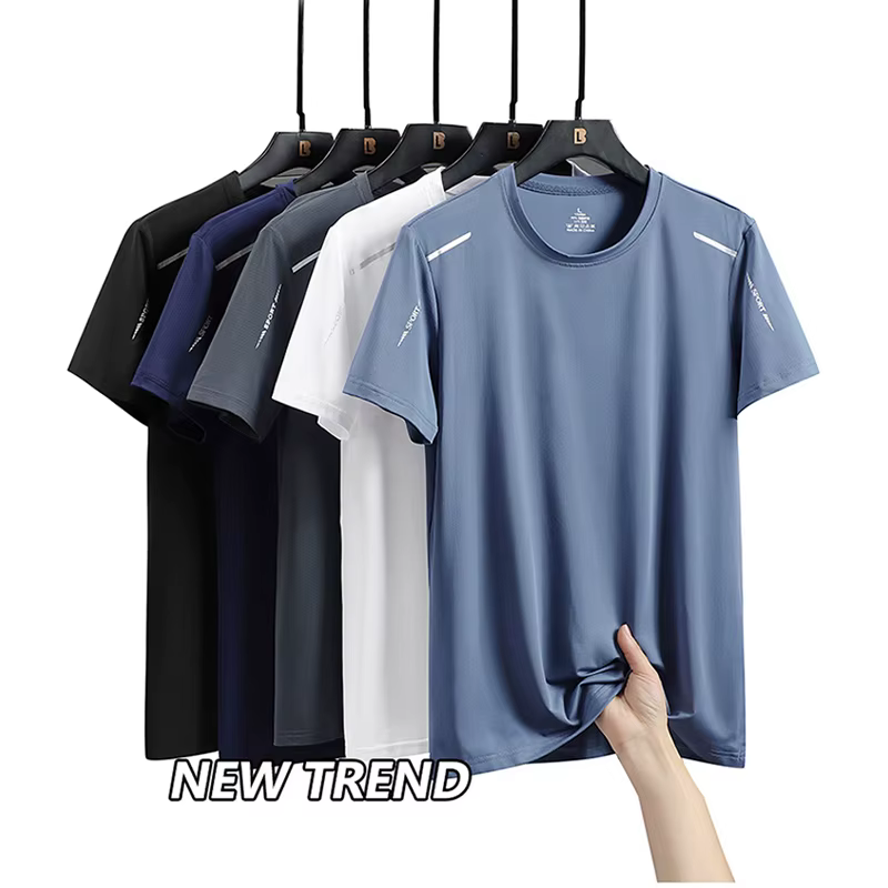 CHRLCK hommes course séchage rapide T-shirts respirant randonnée pêche