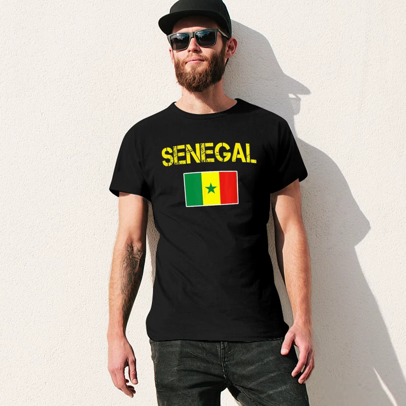 Plus de conception drapeau du sénégal hommes sénégalais T-Shirt t-shirts col rond