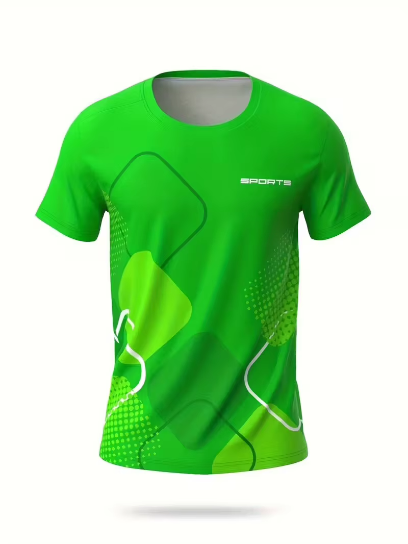 T-shirt de sport pour homme, séchage rapide, respirant, nouveau, imprimé nid d'abeille, color block, col rond, haut de gamme, vêtements de sport pour la course à pied