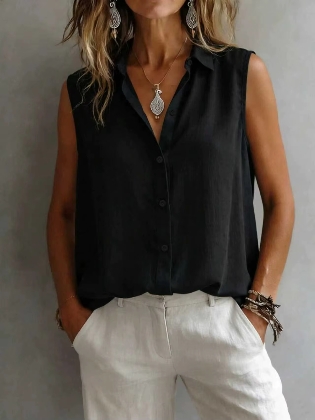 Nouvelles Blouses d'été sans manches pour femme
