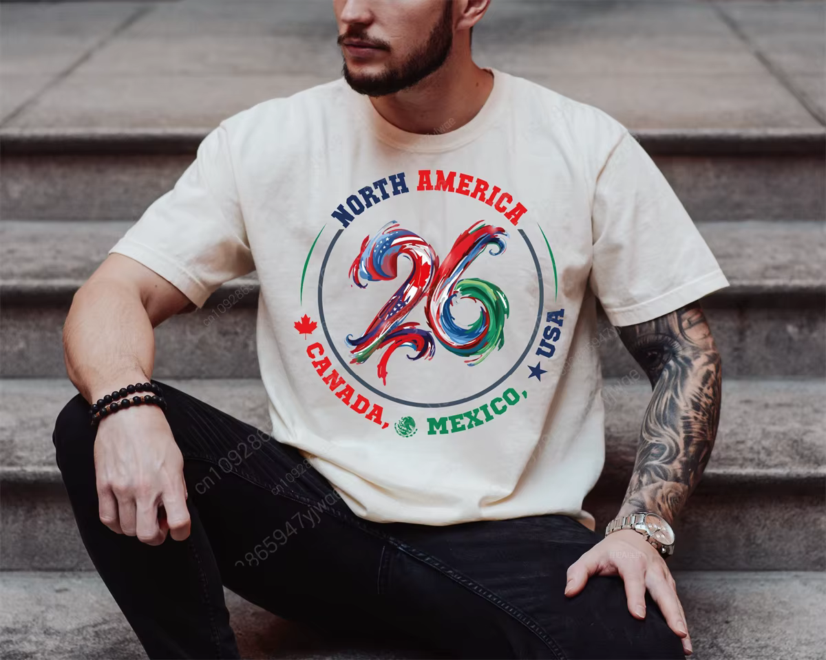 T-shirt de l'Édition Mondiale de Football Amérique Mexique Canada 2026 – Collection Été Homme et Femme