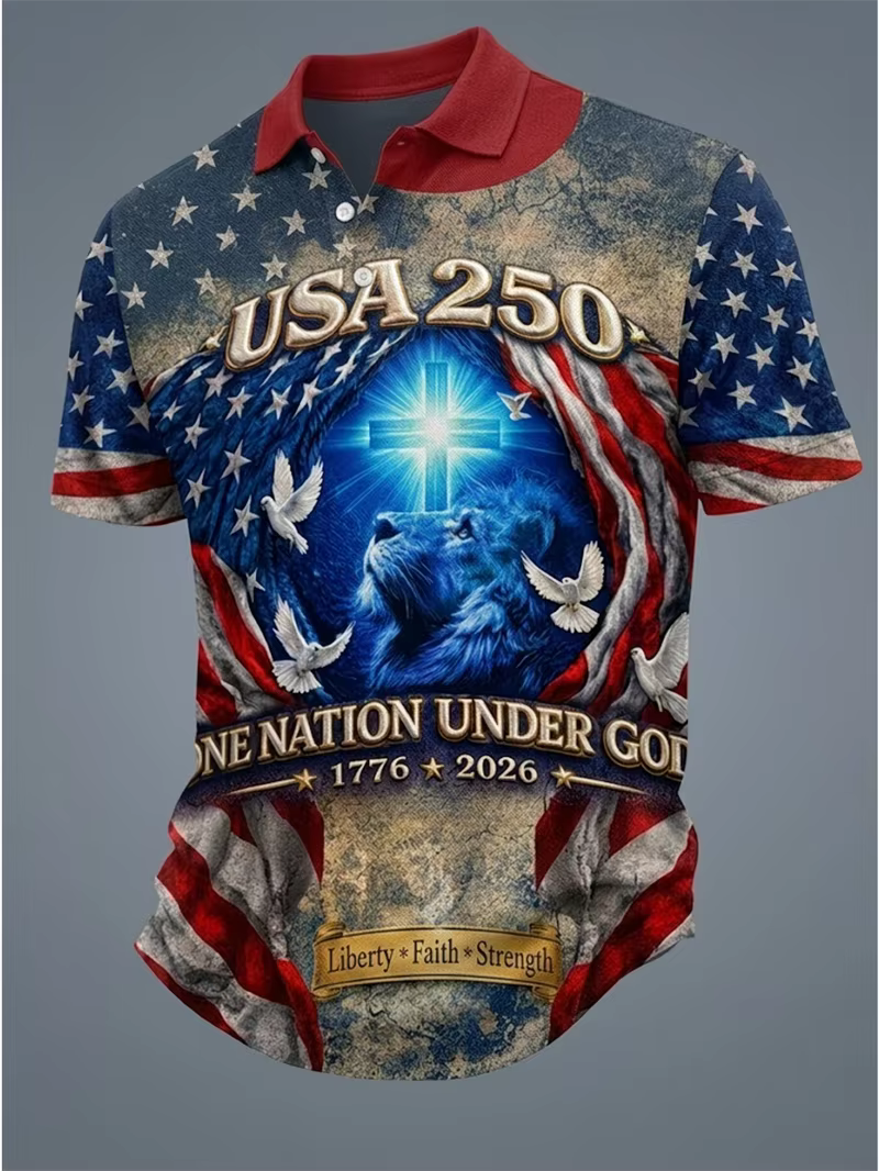 Polo personnalisé avec drapeau américain et Statue de la Liberté pour hommes et femmes