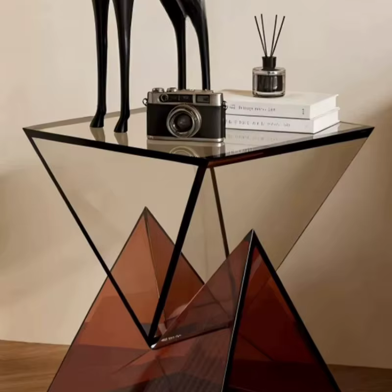 Table d'appoint carrée en acrylique transparente