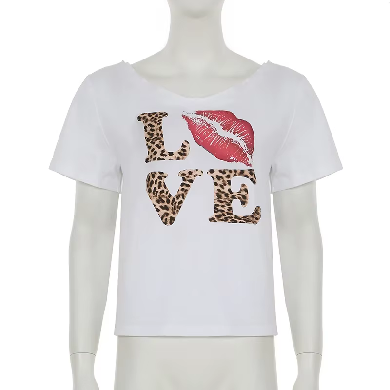 T-shirt manches courtes col en V pour femme
