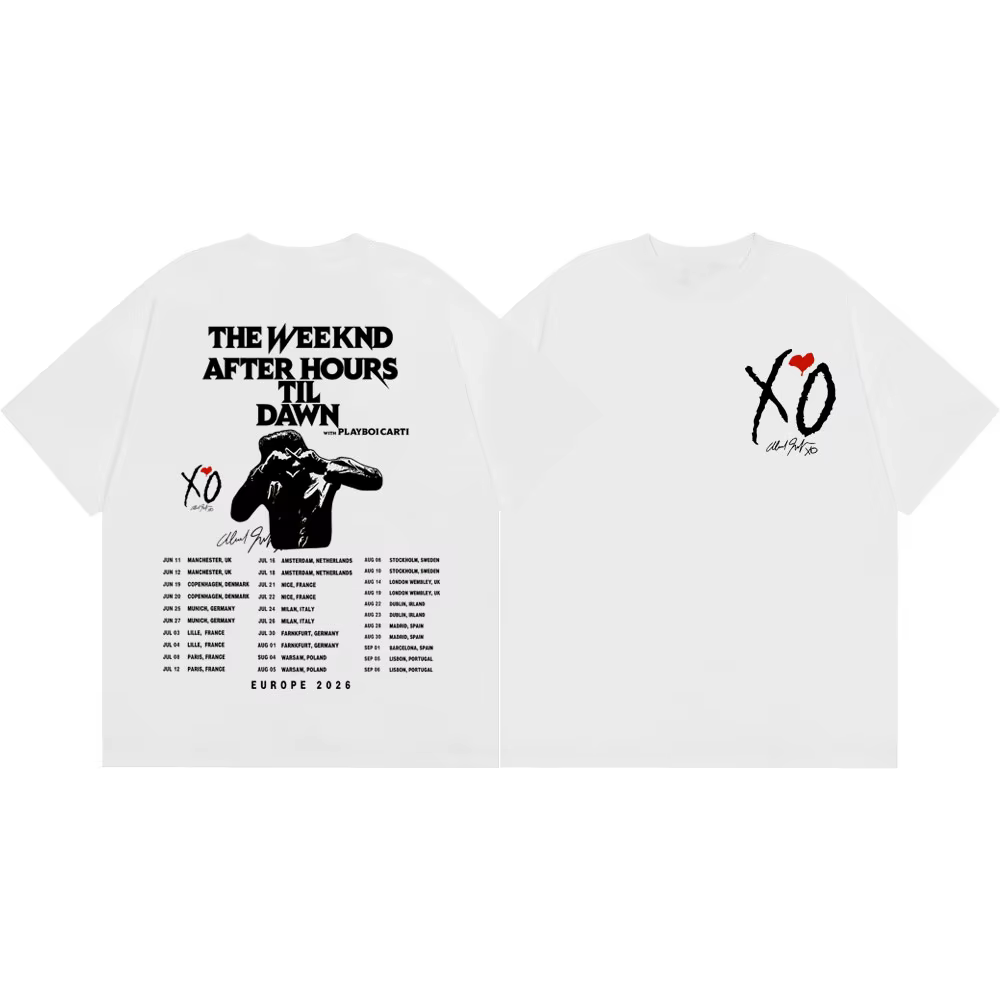 T-shirt graphique The Weeknd After Hours Til Dawn Tour 2026, T-shirts vintage hip-hop à manches courtes pour hommes et femmes, T-shirt décontracté tendance