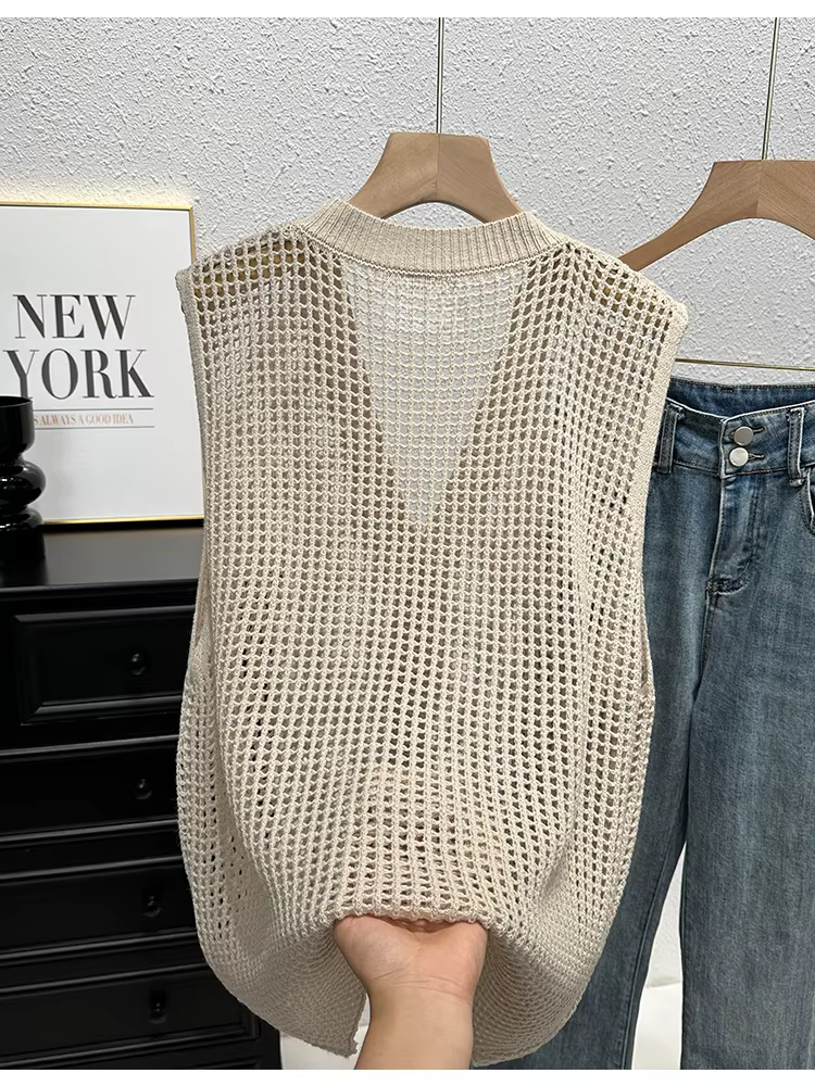 Gilet en Crochet boutonné pour femmes