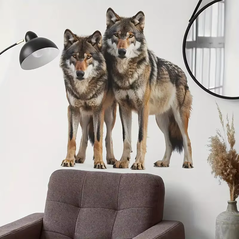 Autocollant mural de loup pour chambre à coucher, mur lumineux pour la maison, armoire, porte, réfrigérateur, décalcomanies de voiture en vinyle, papier peint d'art