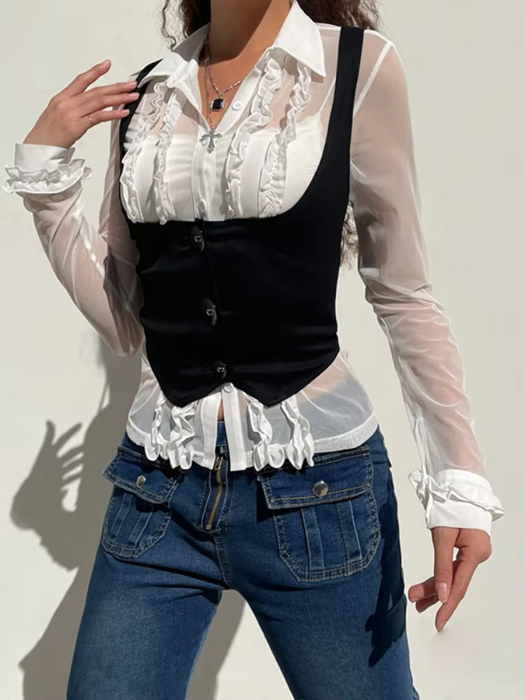 Orifice Goth-Corset Croisé Y2k pour Femme