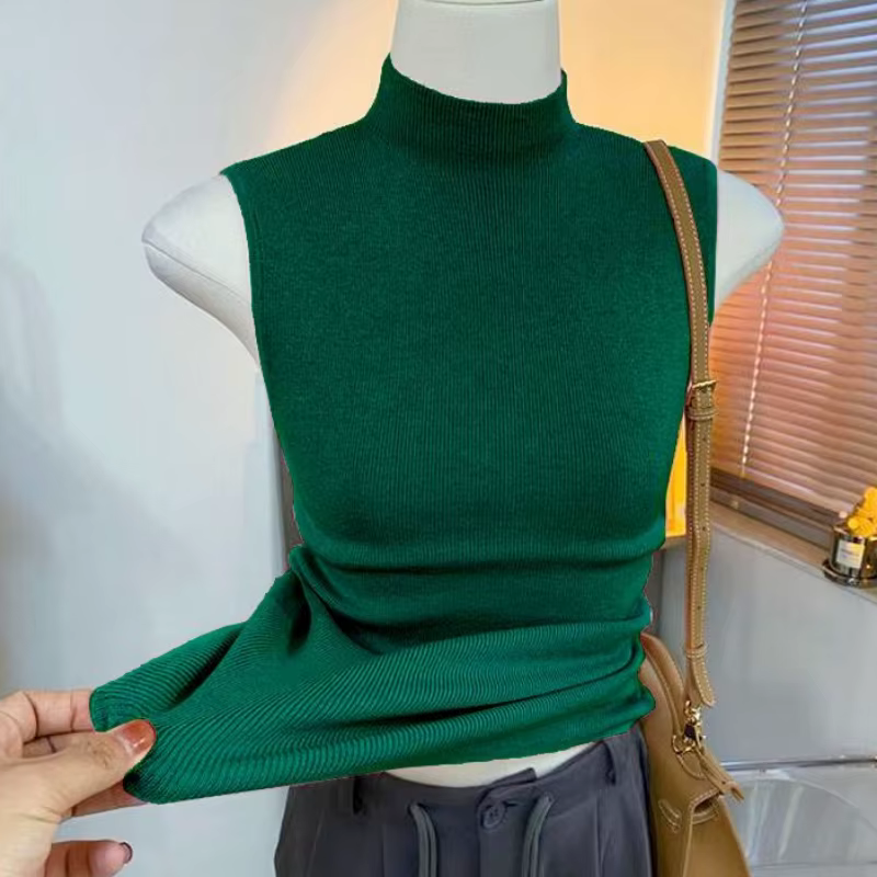 Pull-Over Simple à Col Mi-Haut pour Femme