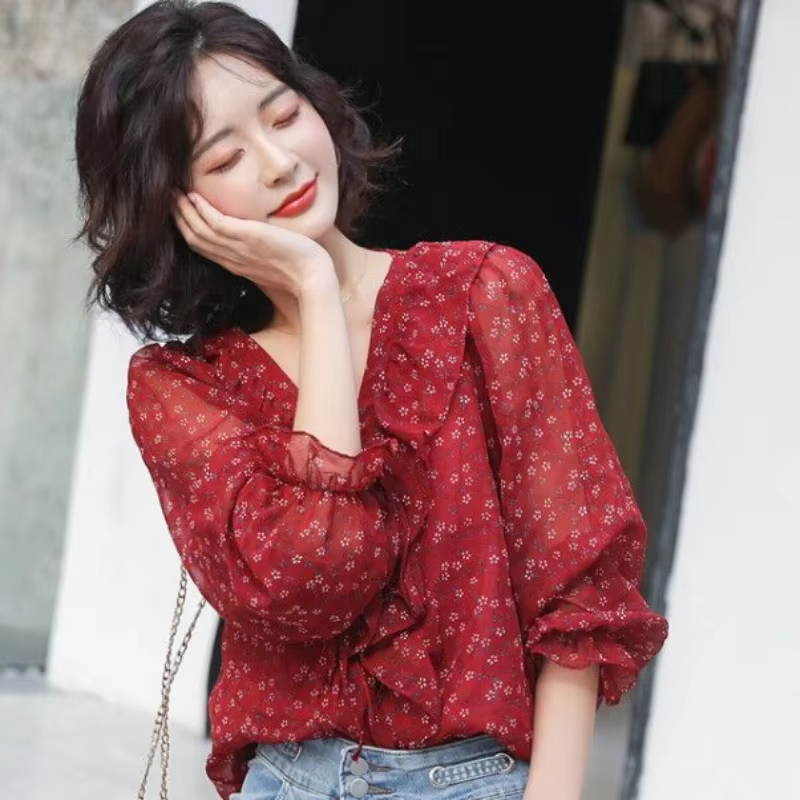 Mousseline de soie femme haut chemises et chemisiers floraux pour femmes nouveau Streetwear été 2025 nouveautés mode élégante Promotion chaude Xxl jeunesse