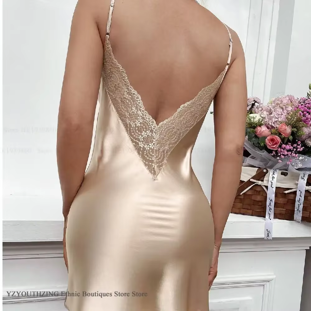 Chemise de nuit femme Sexy dos nu dentelle
