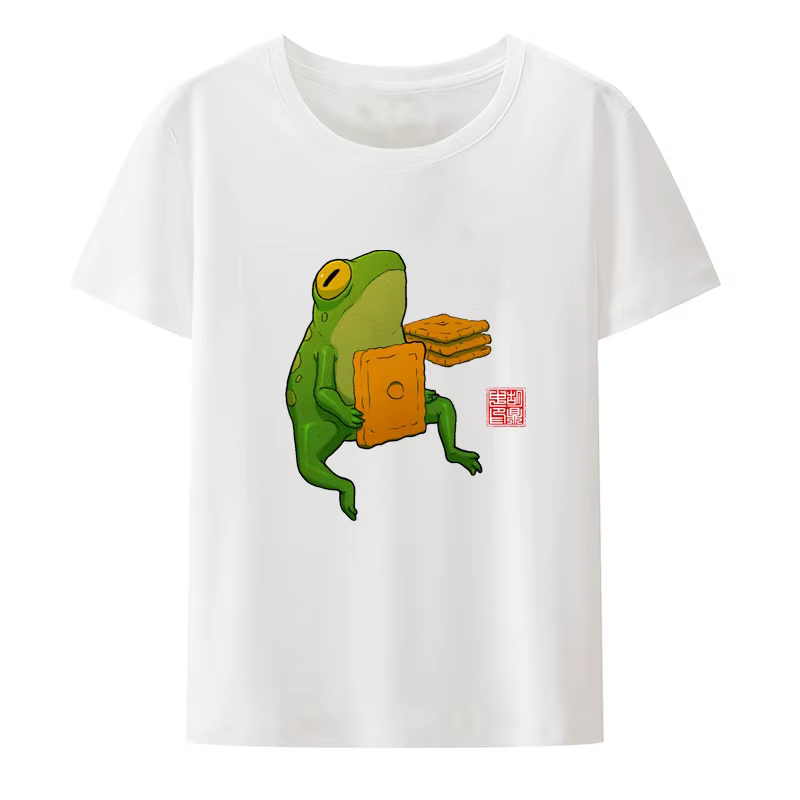 J'ai des grandes sentiments grenouille impression T-shirt Harajuku col rond Punk nouveau Style respirant Anime Humor