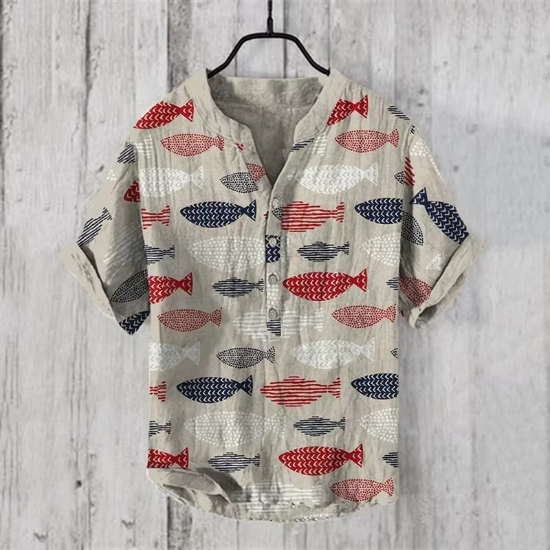 T-shirt à manches courtes imprimé artistique pour hommes