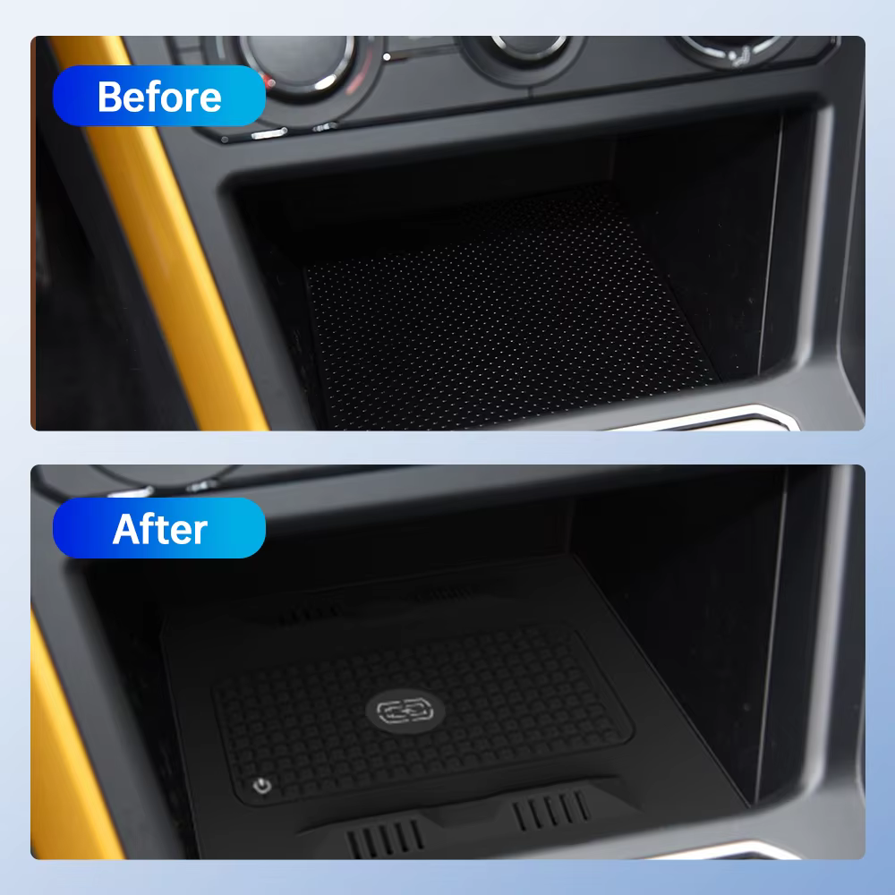 Chargeur de voiture sans fil 15W pour Volkswagen Polo 2019-2022, accessoires de voiture compatibles avec Xiaomi iPhone