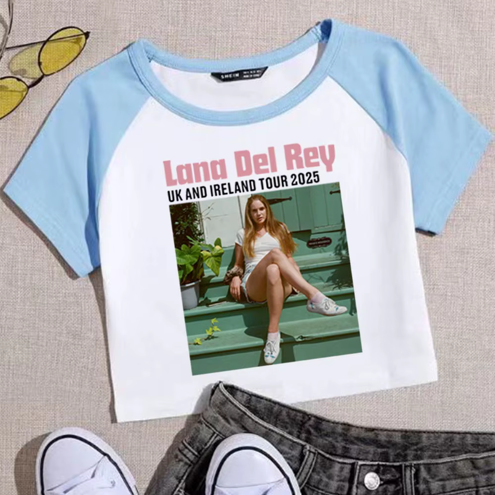 Lana Del Rey royaume-uni et irlande stade Tour 2025 culture hauts T-Shirt filles mode femmes col rond manches courtes