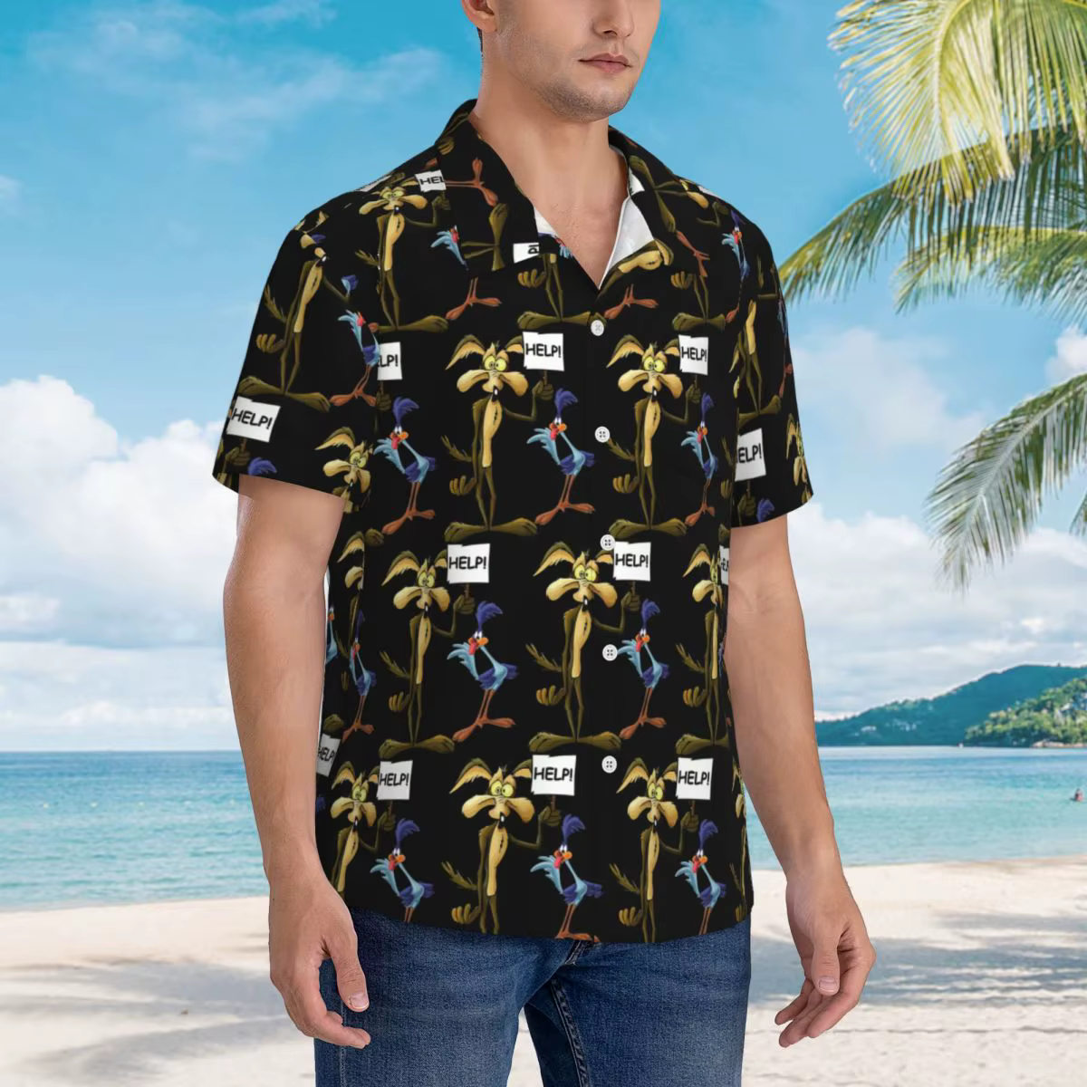 Chemises hawaïennes Roadrunner Coyote pour hommes