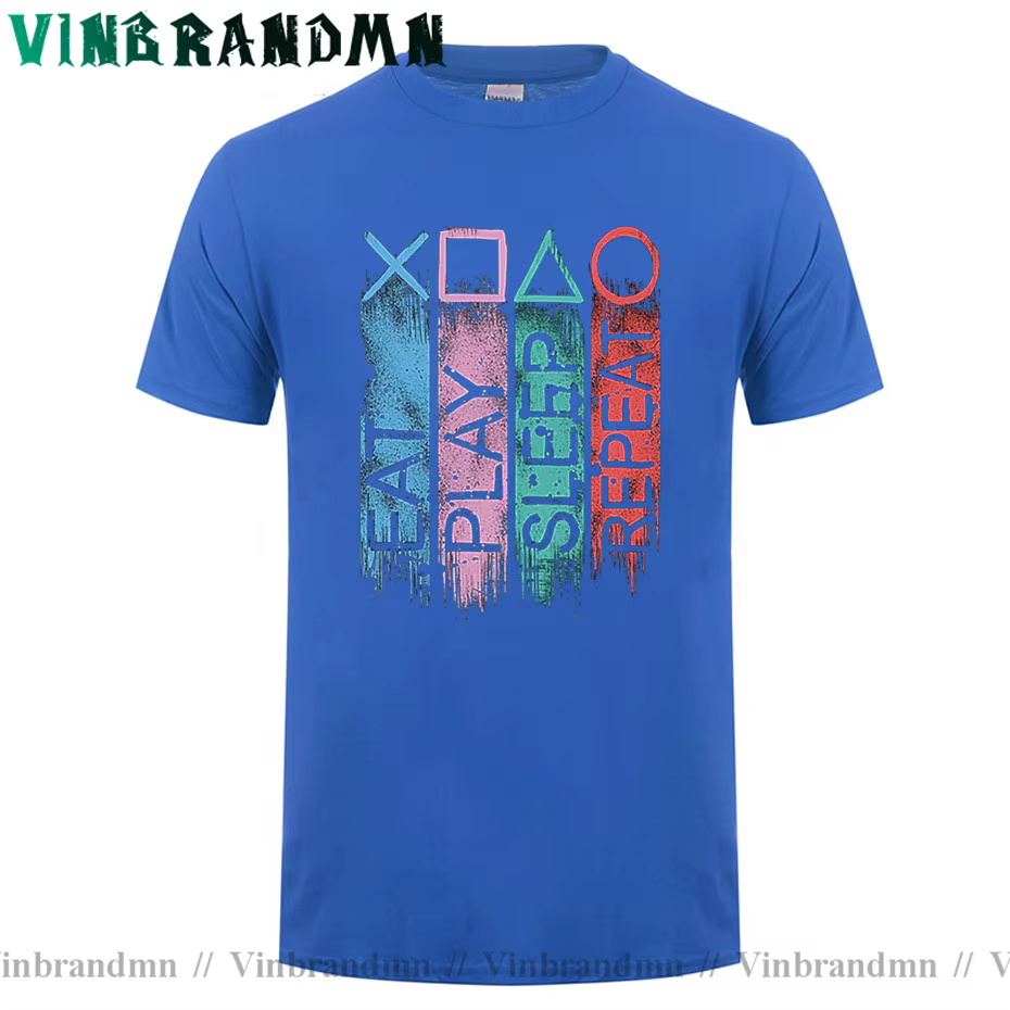 Gamer t-shirt Vintage jouer manger sommeil répéter