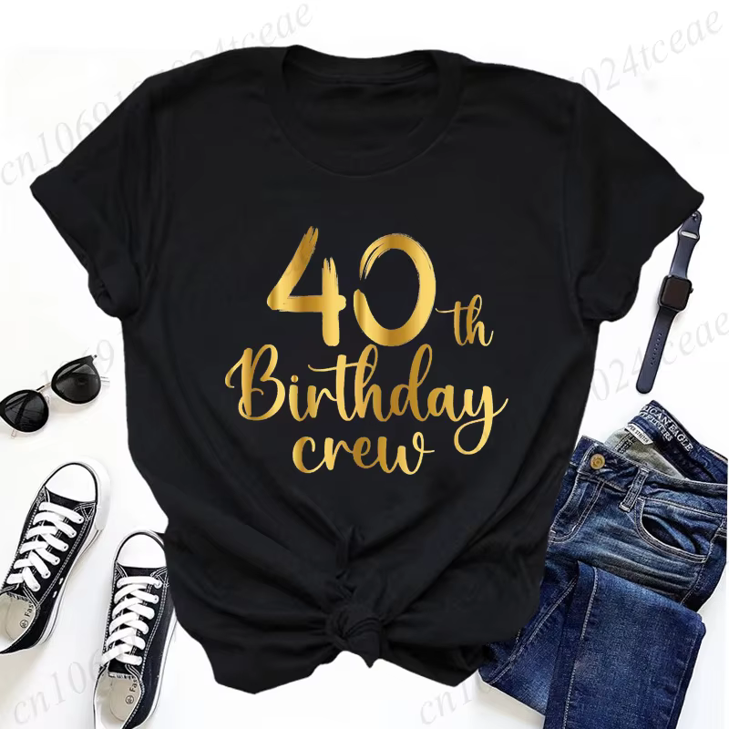 T-shirts décontractés pour femmes mon 40e anniversaire fête amusant imprimé T-shirt décontracté