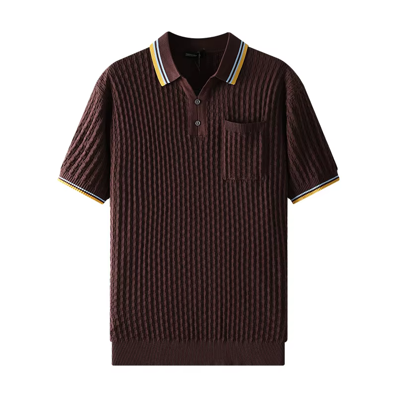 Polo en maille de soie glacée à revers pour homme