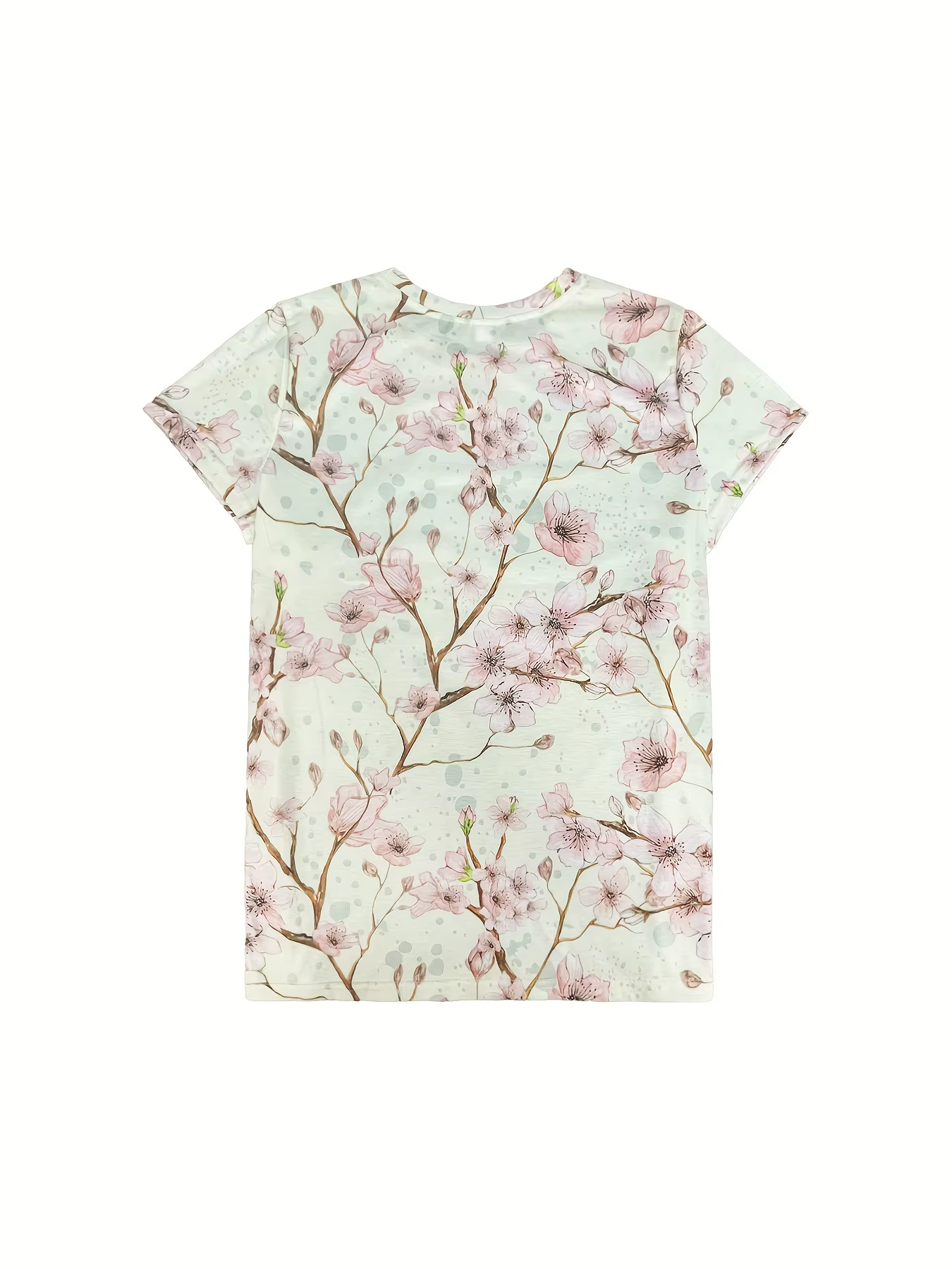 T-shirt pour femme vert pâle - Motif de branche de cerisier