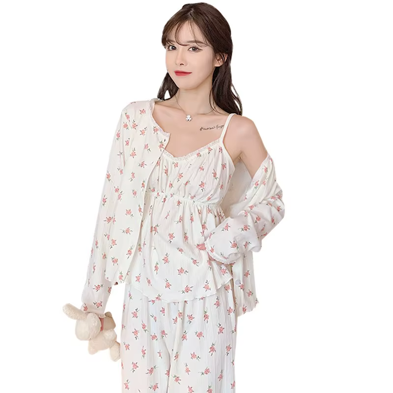 Pyjama trois pièces en coton pour femmes