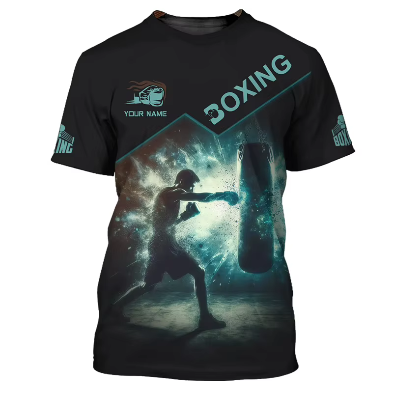 Mode boxe graphique T-shirts pour hommes tendance d'été à manches courtes 3D imprimé sport