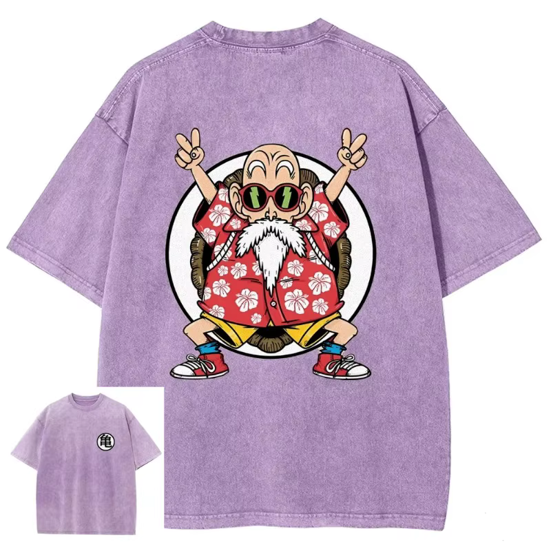 Dragon Ball Anime 2026 nouveau maître chaud Roshi lavé hommes 2025 été T-shirt Harajuku rétro rue ample femmes décontracté haut de sport