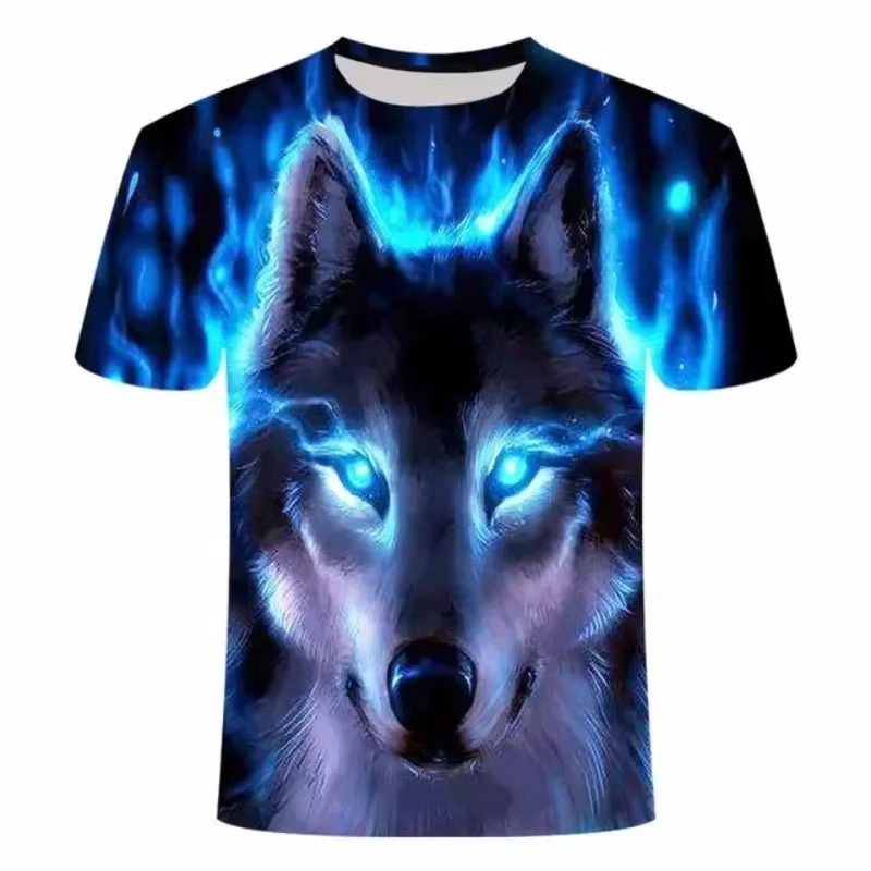 2025 loup T-shirt pour hommes imprimé Animal à manches courtes haut 3D décontracté rue homme T-shirt surdimensionné T-shirt hommes Vintage vêtements