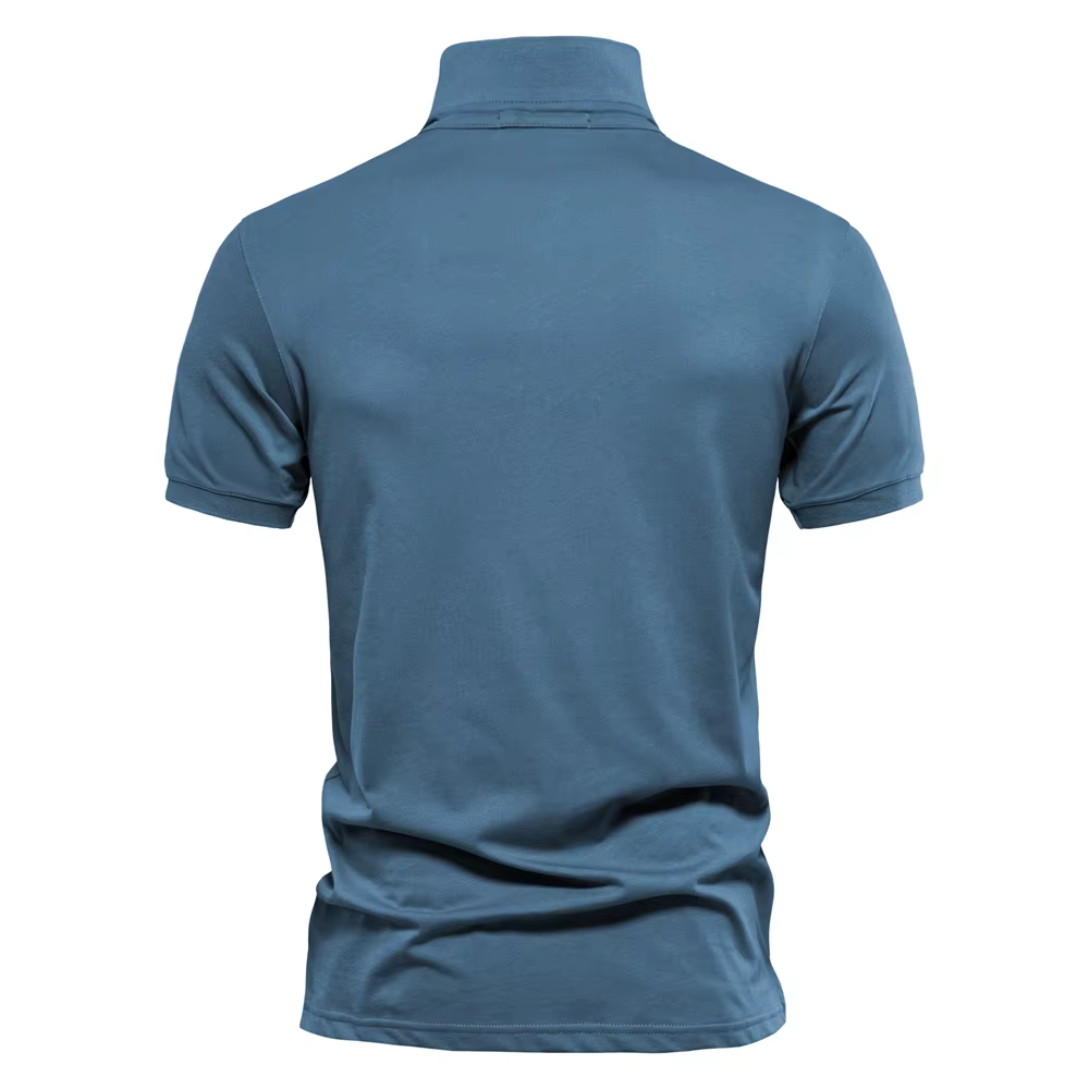 AIOPESON 100% coton broderie hommes polos couleur unie à manches courtes