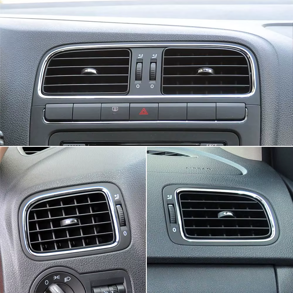 Grille d'aération centrale noire mate pour tableau de bord avant de voiture, gauche et droite, pour VW Polo 2011-2018 6R0819703, 6R0819704