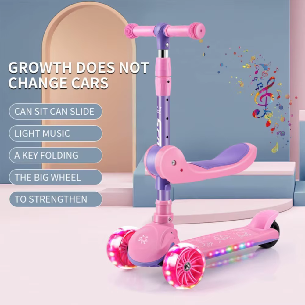 Trottinettes 2 en 1 pour enfants, trottinette à 3 roues pour garçons et filles, hauteur et siège réglables, pont antidérapant, assis ou sur pied, avec frein