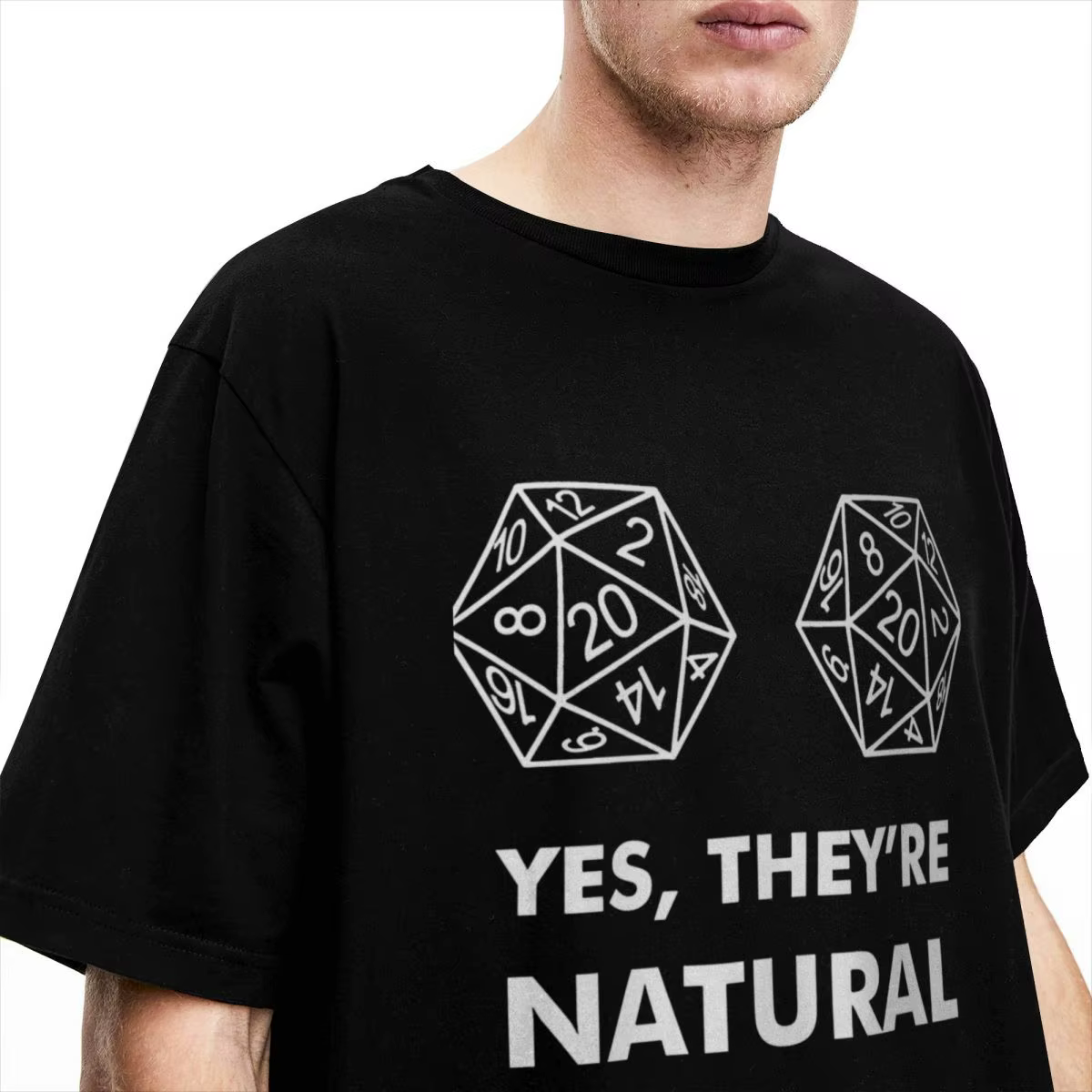 T-Shirt homme DnD jeu D20 oui ils sont naturels ajusté mode 100% coton