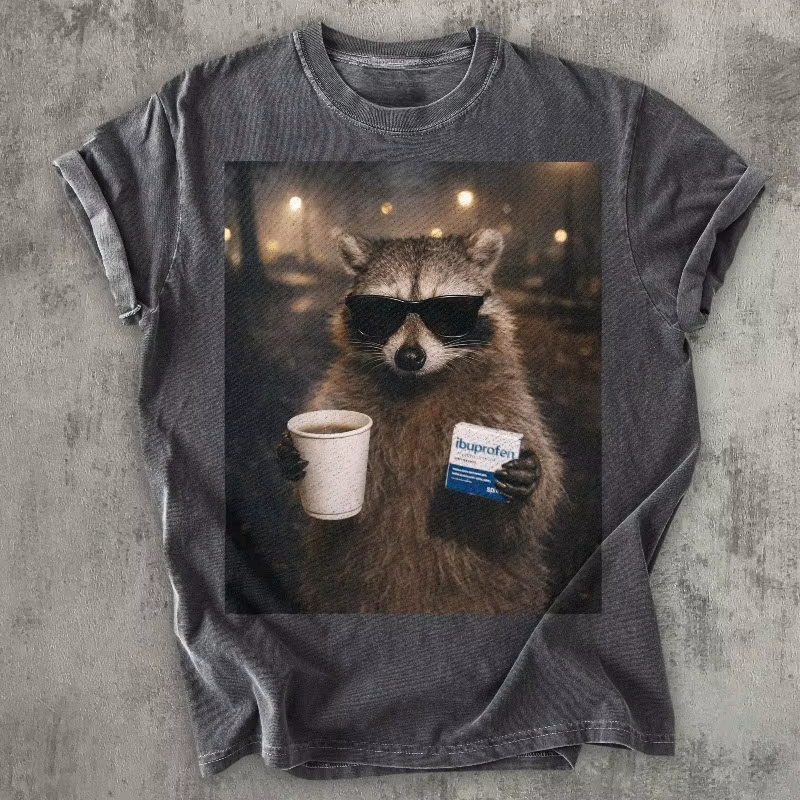 T-shirt humoristique avec motif de raton laveur et Ibuprofène